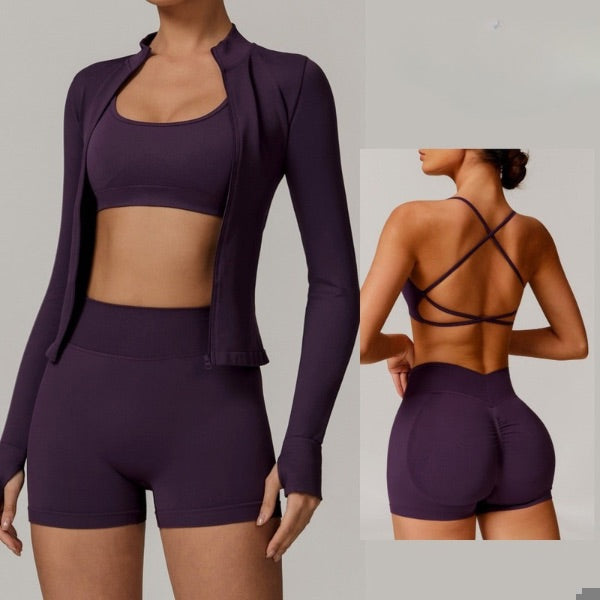 Zyrona | Nahtloses 3-teiliges Set für Damen Sportbekleidung