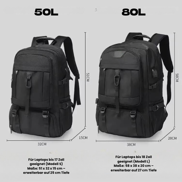 Elaro | Wasserdichter Rucksack für Herren 50L/80L Outdoor